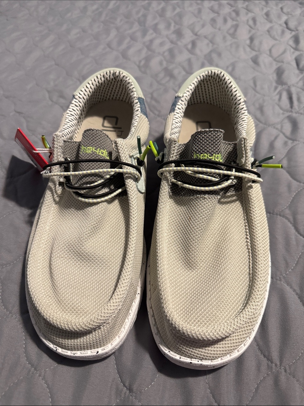 Hey Dude Men's Slip-On Loafers in Light Gray with Black Accents